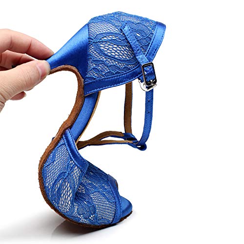 HUYUQU Mujeres Zapatos de Baile Latino Salón de Baile Zapatos de Baile de Boda Tacón Estándar de Zapatos de Baile Latino Satén Ballroom,Heel:optional,43EU