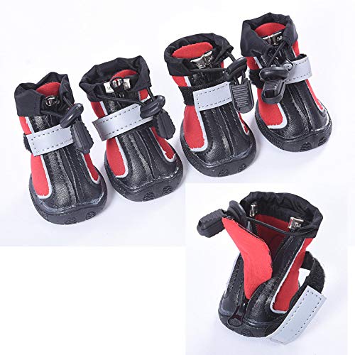 HXKJ Zapatos para Perros Correas Ajustables y Suela Antideslizante Resistente Protectores de Patas Botas Reflectantes para Perros para Perros pequeños, medianos y Grandes