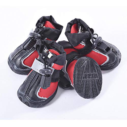 HXKJ Zapatos para Perros Correas Ajustables y Suela Antideslizante Resistente Protectores de Patas Botas Reflectantes para Perros para Perros pequeños, medianos y Grandes
