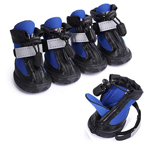 HXKJ Zapatos para Perros Correas Ajustables y Suela Antideslizante Resistente Protectores de Patas Botas Reflectantes para Perros para Perros pequeños, medianos y Grandes