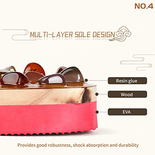 HYZXK Masajeador de pies Zapatillas Sandalias de Masaje, Chanclas de reflexología con Zapatos de Ducha Shiatsu de adoquines Naturales, Marrón, Adoquines L