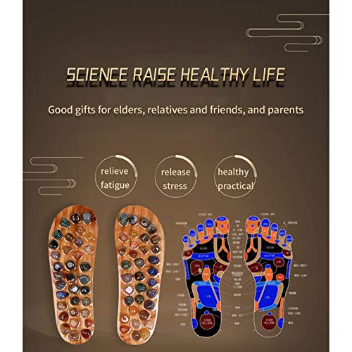 HYZXK Masajeador de pies Zapatillas Sandalias de Masaje, Chanclas de reflexología con Zapatos de Ducha Shiatsu de adoquines Naturales, Marrón, Adoquines L