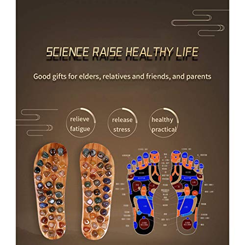 HYZXK Masajeador de pies Zapatillas Sandalias de Masaje, Chanclas de reflexología con Zapatos de Ducha Shiatsu de adoquines Naturales, Marrón, Adoquines L