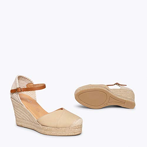 Ibiza Alpargatas de Esparto Beige con cuña Alta