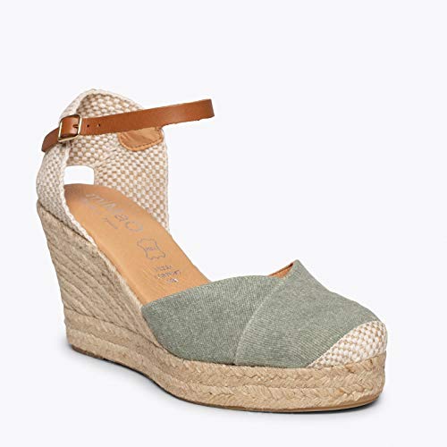 Ibiza Alpargatas de Esparto Kaki con cuña Alta