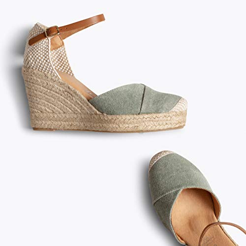 Ibiza Alpargatas de Esparto Kaki con cuña Alta