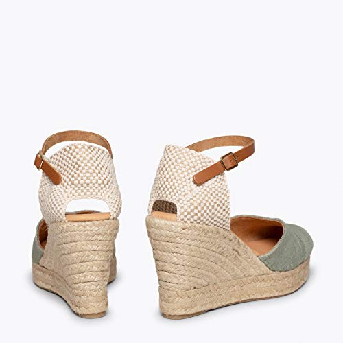 Ibiza Alpargatas de Esparto Kaki con cuña Alta