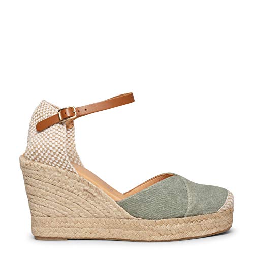 Ibiza Alpargatas de Esparto Kaki con cuña Alta