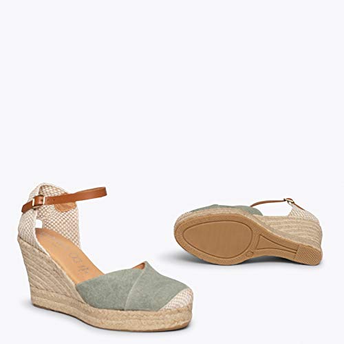 Ibiza Alpargatas de Esparto Kaki con cuña Alta