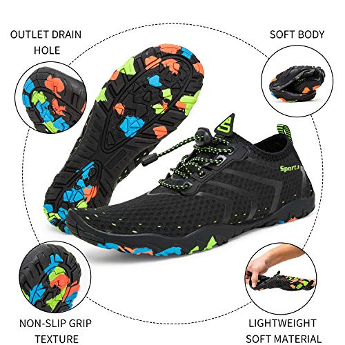 IceUnicorn - Zapatillas de natación para hombre y mujer, de secado rápido, unisex, para playa, playa, playa, playa, parque, conducción, barco, color Negro, talla 43 EU