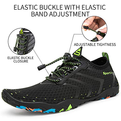 IceUnicorn - Zapatillas de natación para hombre y mujer, de secado rápido, unisex, para playa, playa, playa, playa, parque, conducción, barco, color Negro, talla 43 EU