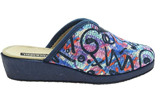IMBERNON 694 Zapatilla Chinela Destalonada Casa Escote Ancha Anatómica Cuña para Mujer Marino Talla 37