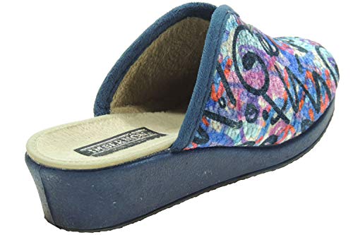 IMBERNON 694 Zapatilla Chinela Destalonada Casa Escote Ancha Anatómica Cuña para Mujer Marino Talla 37