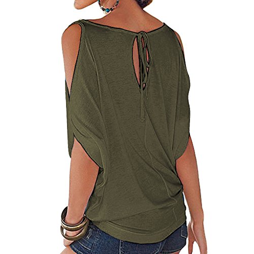 iMixCity Verano Camisas De Hombro Frío Blusas Tops del Batwing Camisetas sin Mangas Camiseta Casual Camiseta para Mujer (L, Verde)