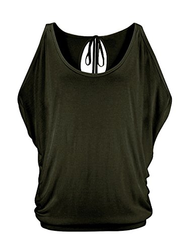 iMixCity Verano Camisas De Hombro Frío Blusas Tops del Batwing Camisetas sin Mangas Camiseta Casual Camiseta para Mujer (L, Verde)