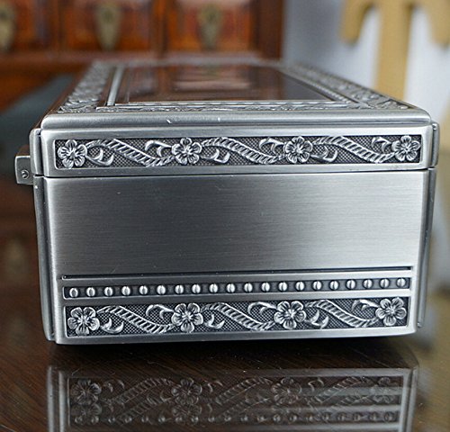 Infinite U estilo Vintage plata envejecida Simple Patterns rectangular tallada forma de pantalones de deporte para mujer/niña Joyero tamaño grande