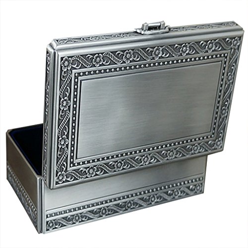 Infinite U estilo Vintage plata envejecida Simple Patterns rectangular tallada forma de pantalones de deporte para mujer/niña Joyero tamaño grande