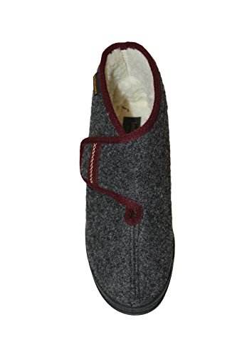 Intermax - Zapatillas de andar por casa para Mujer, forma de Botas con tira de cierre, lana virgen, de fieltro, color gris Antracita, color Negro, talla 41 EU