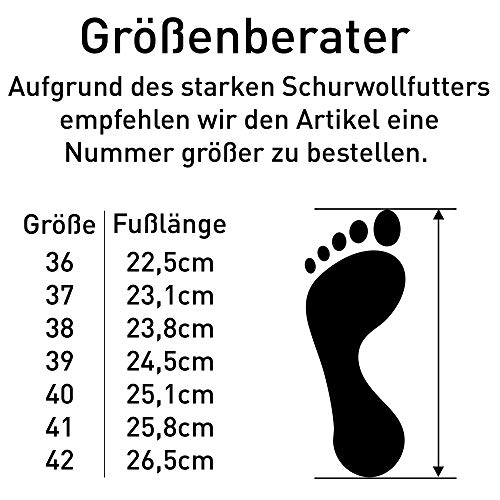 Intermax - Zapatillas de andar por casa para Mujer, forma de Botas con tira de cierre, lana virgen, de fieltro, color gris Antracita, color Negro, talla 41 EU