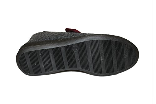 Intermax - Zapatillas de andar por casa para Mujer, forma de Botas con tira de cierre, lana virgen, de fieltro, color gris Antracita, color Negro, talla 40 EU