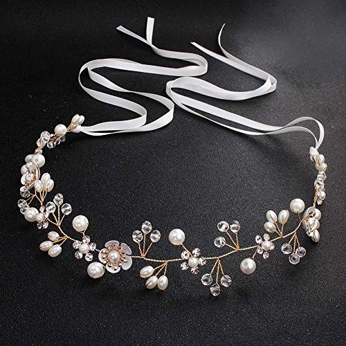 INTVN Diademas de Novia para el Pelo Rhinestone Cristal Perla Flor Tiara Joyería Accesorio del Pelo para Mujer Niña
