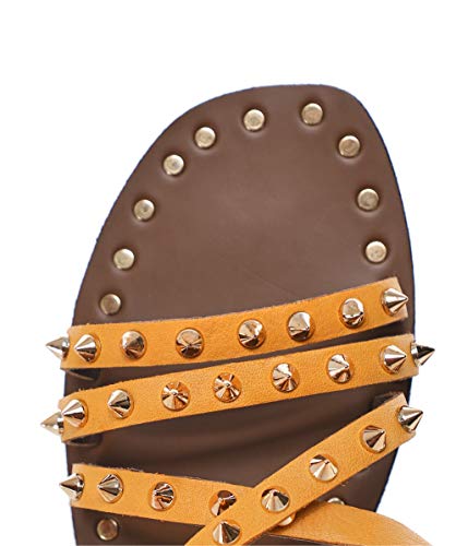Inuovo Mujeres Sandalias de Gladiador con Tachuelas de Cuero Orange 36