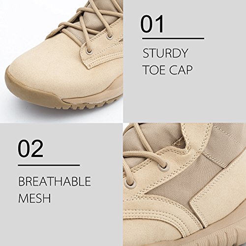 IODSON Zapatos de Hombre Botas/Botas de Combate/Botas Tácticas Ultra-Ligero Antideslizante Tela de Cuero Verdadero Transpirable IDS-304 40 EU