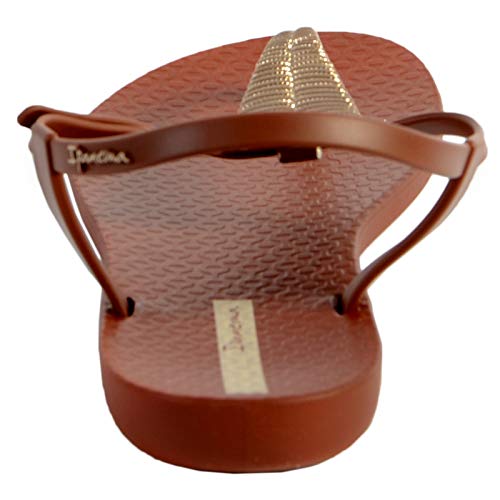 Ipanema Class Glam III 82862 - Sandalias de goma para mujer, con cierre de botón a presión, con tira entre los dedos, correa en el tobillo, diseño en T, color Marrón, talla 41/42 EU