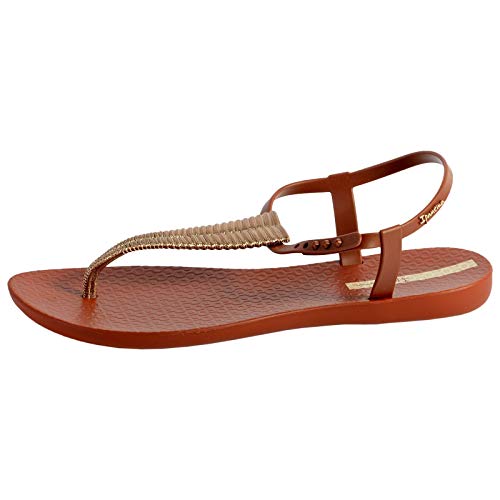 Ipanema Class Glam III 82862 - Sandalias de goma para mujer, con cierre de botón a presión, con tira entre los dedos, correa en el tobillo, diseño en T, color Marrón, talla 41/42 EU