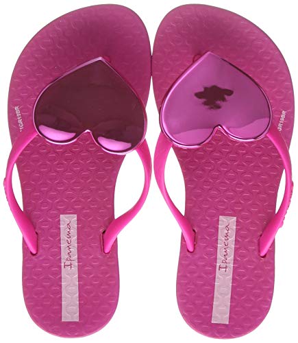 Ipanema Kids Maxi Heart Plastic Slip On Flip Flop Bright Pink-Pink-9 Size 9
