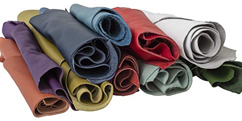 IPEA - Recortes de Piel auténtica de tamaño Aleatorio Mezclados con Formas Diferentes para la fabricación Artesanal, Colores Vivos, Piezas de Cuero