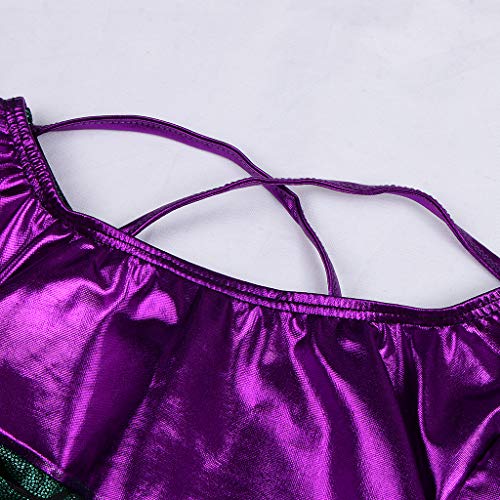 IPOTCH Leotardo de Gimnasia Maillot Traje de Bailarina Ropa de Danza de Ballet Mono de Mameluco Mangas Largas Forma de Pez para Niñas - Verde, 8 (7-8Y)