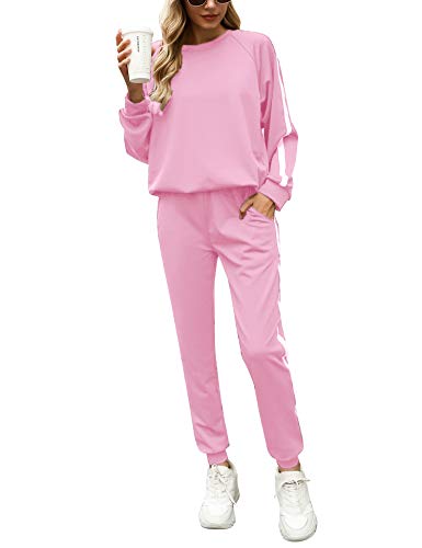 Irevial Conjunto Deporte Mujer, Chándal Mujer Completo 2 Piezas, Ropa Manga Larga de Casa Casual de Otoño Invierno, Conjunto Deportivo, Yoga, Fitness Mujer