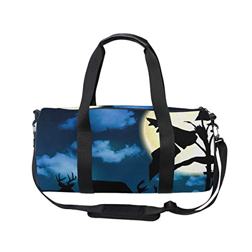 ISAOA - Bolsa de Deporte con Compartimento para Zapatos, diseño de Alce y Luna