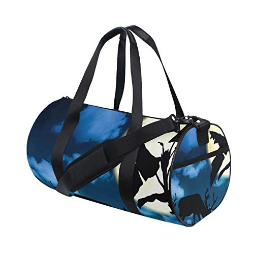 ISAOA - Bolsa de Deporte con Compartimento para Zapatos, diseño de Alce y Luna