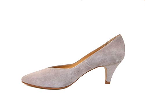 ISORBO55 - Zapatos de Piel para Mujer con Tacón 6 cm + Punta Fina Cerrada, Mapache 3830 (Taupe), Talla 34