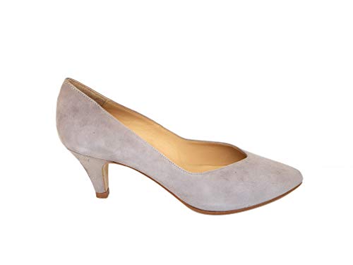 ISORBO55 - Zapatos de Piel para Mujer con Tacón 6 cm + Punta Fina Cerrada, Mapache 3830 (Taupe), Talla 34