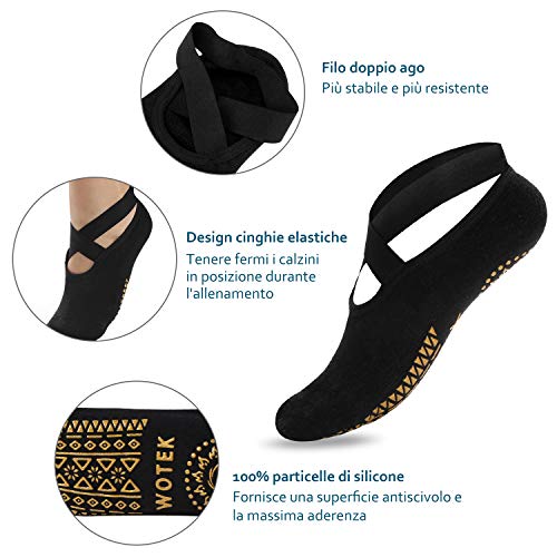ISUDA Calcetines de Yoga Calcetines Antideslizantes Mujeres (2 Pares) - Calcetines de Yoga Rranspirables Calcetines - para Pilates, Yoga, Barre, Ballet, Danza, Fitness, Barefoot Dance - EU 36-42