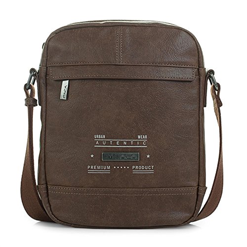 ITACA - Bolsa Bandolera de Hombre Grande Porta iPad o Tablet. Mensajero al Hombro. Cartera de Viaje. y Calidad y diseño. clásico Vintage. t26026, Color Marron