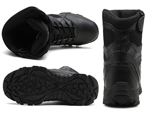 IYVW 5.AA068 Botas Militares con Cremallera,Commando Boots Zapatos de montaña,Botas tácticas de caña Alta Impermeables para Caminar,Botas Militares Unisex para Adultos Negro 43 EU