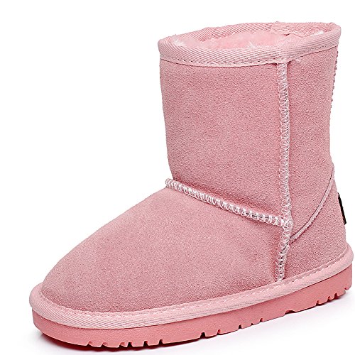 Jamron Clásico Mujer Muchachas Padre-Hijo Mitad de la Pantorrilla Ante Botas de Nieve Rosa SN1025 EU37