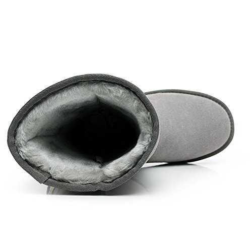 Jamron Mujer Clásico Bajo la Rodilla Térmico Ante Mitad Botas de Nieve Forro de Piel Sintética Gruesa Botas de Invierno Gris SN1015 EU38