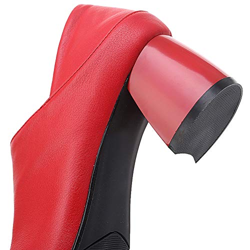 Jamron Mujer Minimalista Piel Suave Dedo del Pie Puntiagudo Tacón Medio Bloque Vestido Pumps Mulas Rojo SN02603 EU37