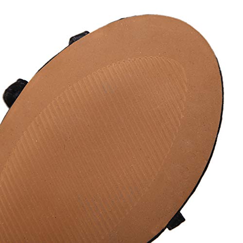 Jamron Mujer Rodilla Alta Gladiador Botas Plano Con Cordones Cremallera Romano Tiras Sandalias Negro SN02610 EU38.5