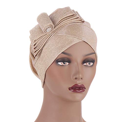 JDYaoYing Turbante con nudo de lazo de cristal musulmán Hijab Cancer Head Wrap bufandas para mujer 3 piezas - - Talla única