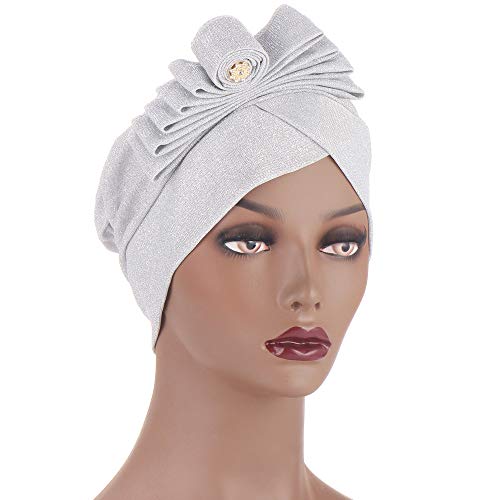 JDYaoYing Turbante con nudo de lazo de cristal musulmán Hijab Cancer Head Wrap bufandas para mujer 3 piezas - - Talla única