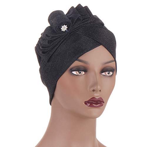 JDYaoYing Turbante con nudo de lazo de cristal musulmán Hijab Cancer Head Wrap bufandas para mujer 3 piezas - - Talla única