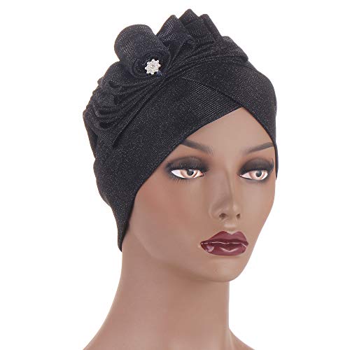 JDYaoYing Turbante con nudo de lazo de cristal musulmán Hijab Cancer Head Wrap bufandas para mujer 3 piezas - - Talla única