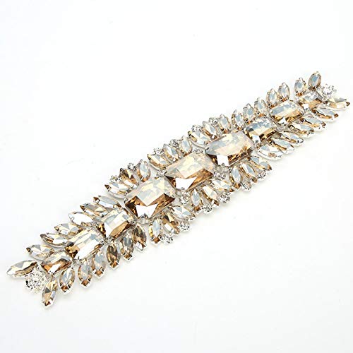 Jeanoko Adornos de Cristal Clips de Diamantes de imitación en Blanco de Cobre Espesado único Elegante para Vestidos de Novia Zapatos Accesorios(Golden Champagne)