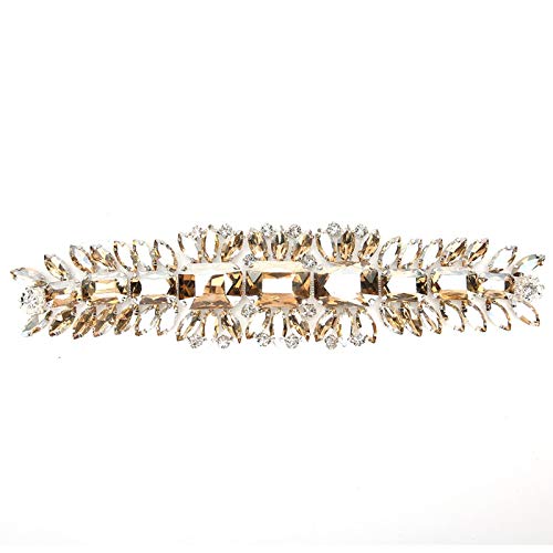 Jeanoko Adornos de Cristal Clips de Diamantes de imitación en Blanco de Cobre Espesado único Elegante para Vestidos de Novia Zapatos Accesorios(Golden Champagne)